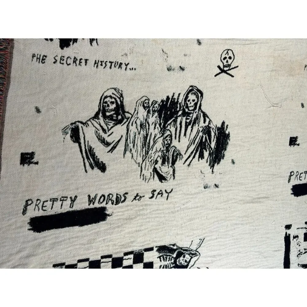 Gothic Woven Tapestry Throw Blanket Skull Grim Reaper Punk Art 80x60 Fringe